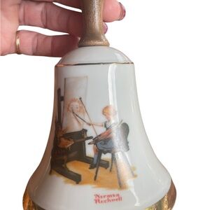 Norman Rockwell Decorative Bell with Gold Accents